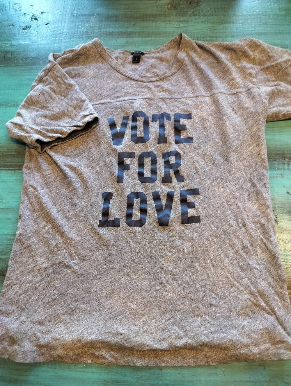 J Crew Small Vote For Love Gray Graphic Tee